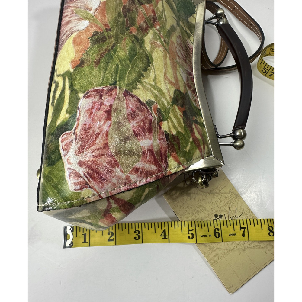 NWT Patricia Nash Kelmscott Frame Bag Leather Satchel Crossbody Seashells Floral - Picture 7 of 13